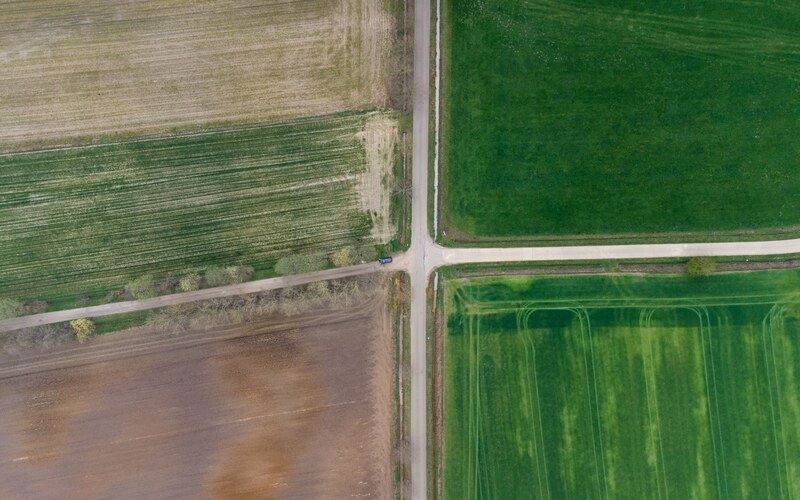 Геометрия полей и грунтовых дорог сверху